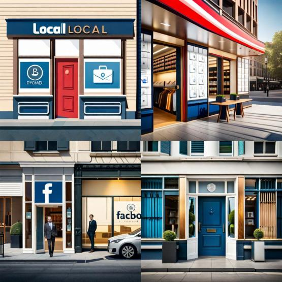 A local business storefront with a Facebook Local banner, demonstrating the connection between hyperlocal marketing and Facebook's local features.

