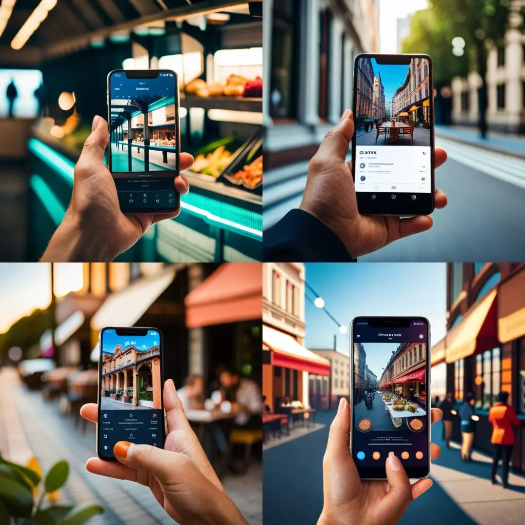 A person holding a smartphone with a geotagged Instagram photo of a local restaurant, illustrating the use of geotags for hyperlocal promotion